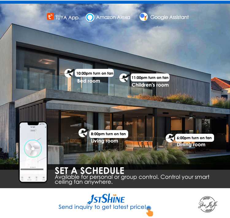 Low Profile Ceiling Fan with Safety Remote Control and 3 Color LED Light by 1stshine