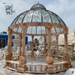 Sunset Red Marble Waterproof Gazebo Wedding Natural Stone Carving Roman Pillar