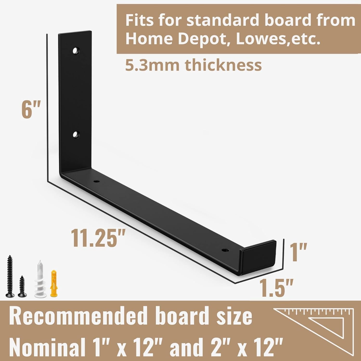 Zinc Plating 12 inch J Bracket Floating Shelf Brackets for Sturdy and Stylish Storage