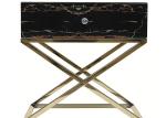 Luxury 45cm Square Black Marble Stainless Steel Coffee Table