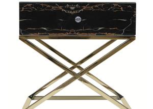 Quality Luxury 45cm Square Black Marble Stainless Steel Coffee Table wholesale