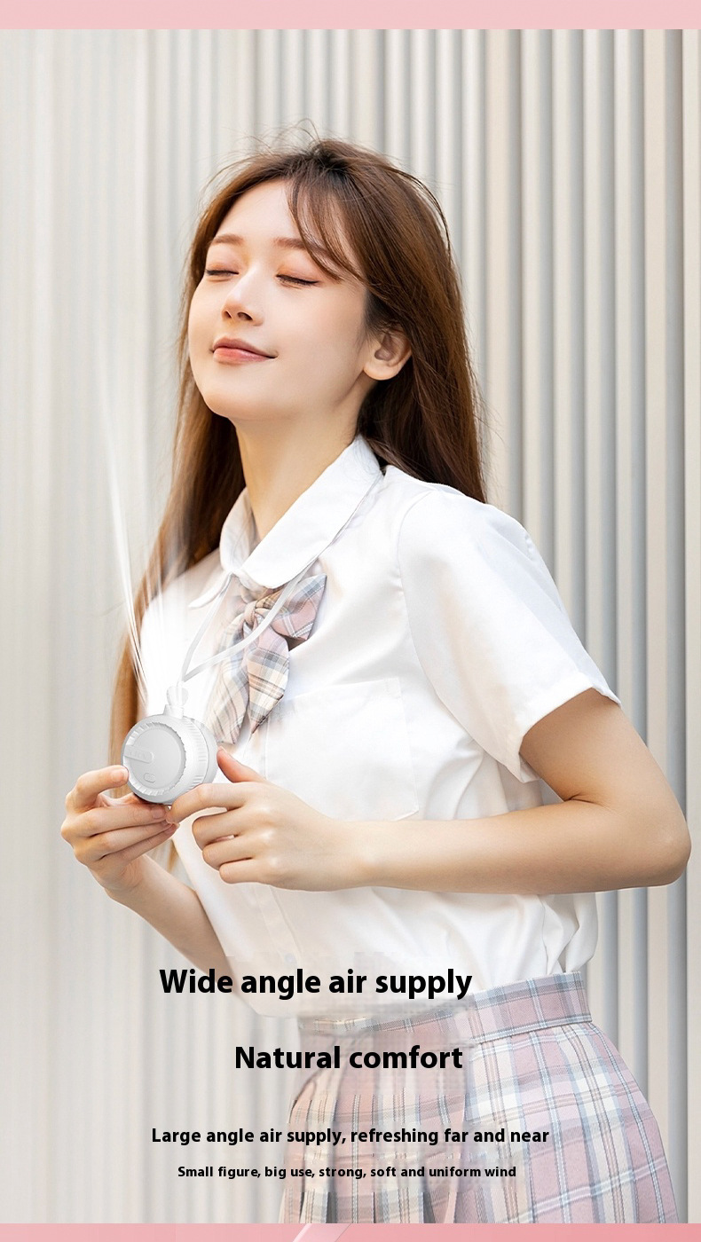Portable Bladeless Neck Fan for Outdoor without Rotary Vane and Rechargeable Battery