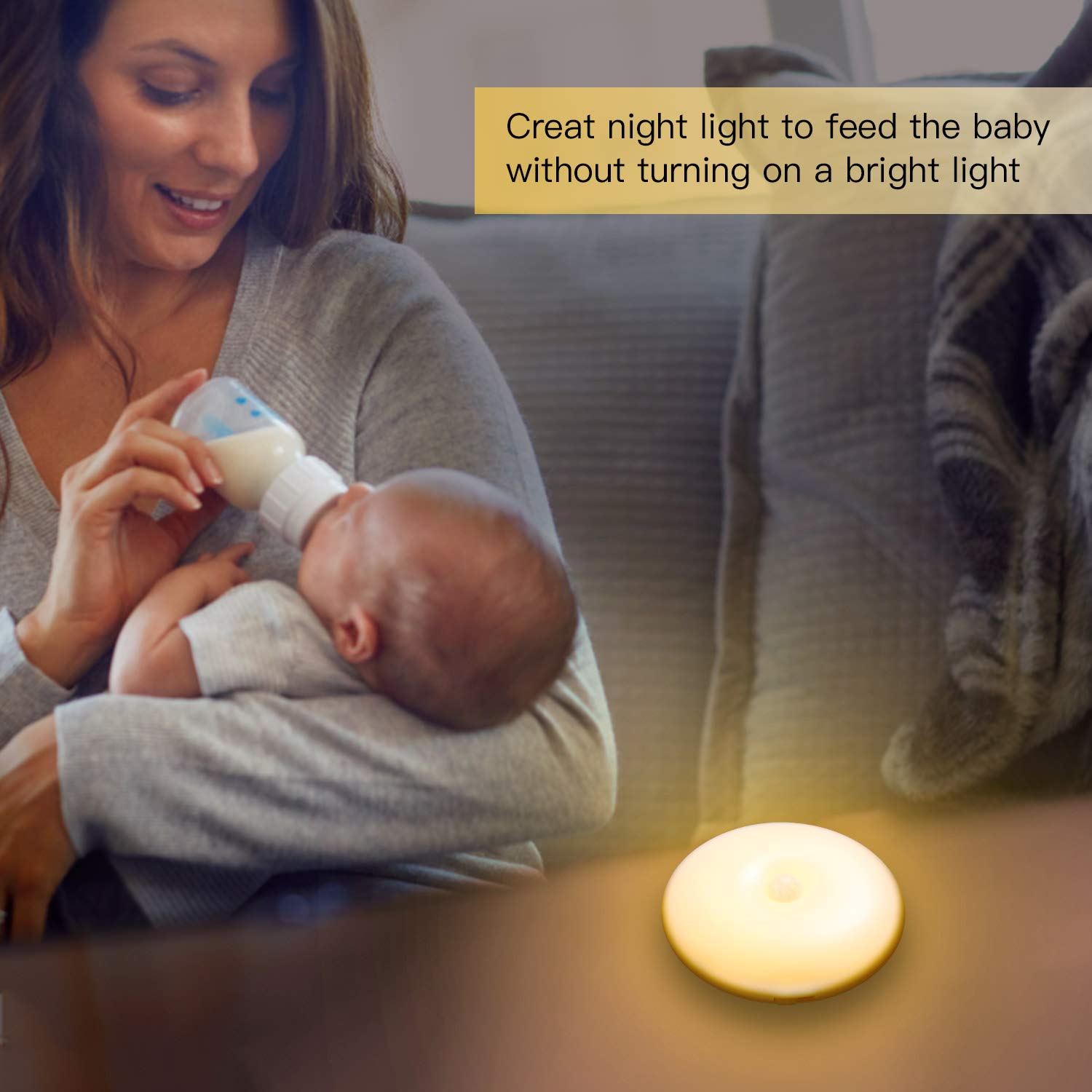 Motion Sensor Night Light,Upgraded Rechargeable 1.5W LED Night Lamp Portable Wireless Indoor Light