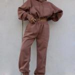 Autumn Winter Jogger Jumper Gym Workout Women Fall 2 Piece Set Crop Top Oversize