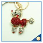 Novelty Custom Cartoon Dog Rhinestone Animal Key Ring Metal Charm Pendant Key