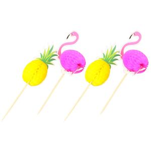 Quality 10CM Disposable Wood Bulk Toothpicks Flower Flamingo for Baking Cake wholesale