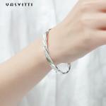 3g 13cm Twist Cuff Bracelet Rhodium Plated CZ 925 Silver Bangles
