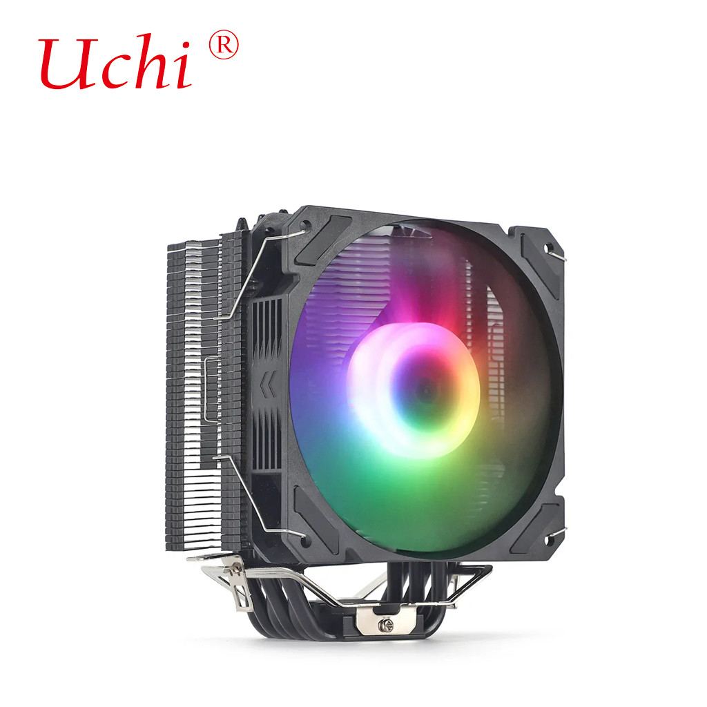 Black Radiator Fan Lighted Copper Heatpipe Universal For Intel I3 I5 I7 I9 Lga 1151 1366 1700 2011 2066 AMD AM4 AM5 Cpu Cooler