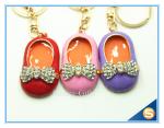 3D Cute Little Shoe Shape Rhinestone Zince Alloy Meta Keychain Rhinestone Bag