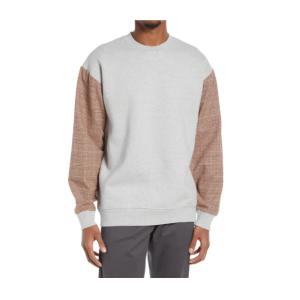 Quality Men Bold Plaid Sleeves Sweatshirt 80 Cotton 20 Polyester sweatshirt wholesale