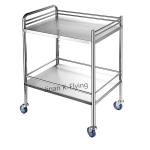 SUS Two Shelves Movable Medical Trolley Cart Portable