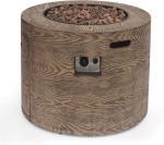 Outdoor Brazier Stocked Propane Gas Fire Pit Wood Pattern Brown