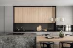 Kitchen Furniture Custom Home Modular Wood Grain Kitchen Cabinet Modern