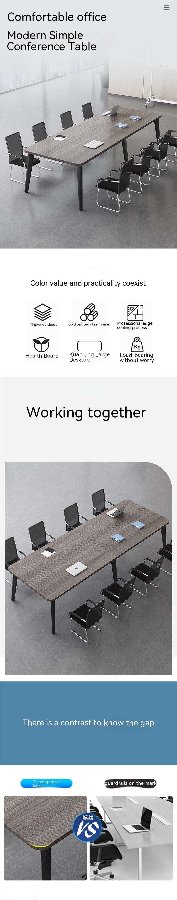 Modern Office Desk Conference Room Reception Table and Chair Combination for Negotiation