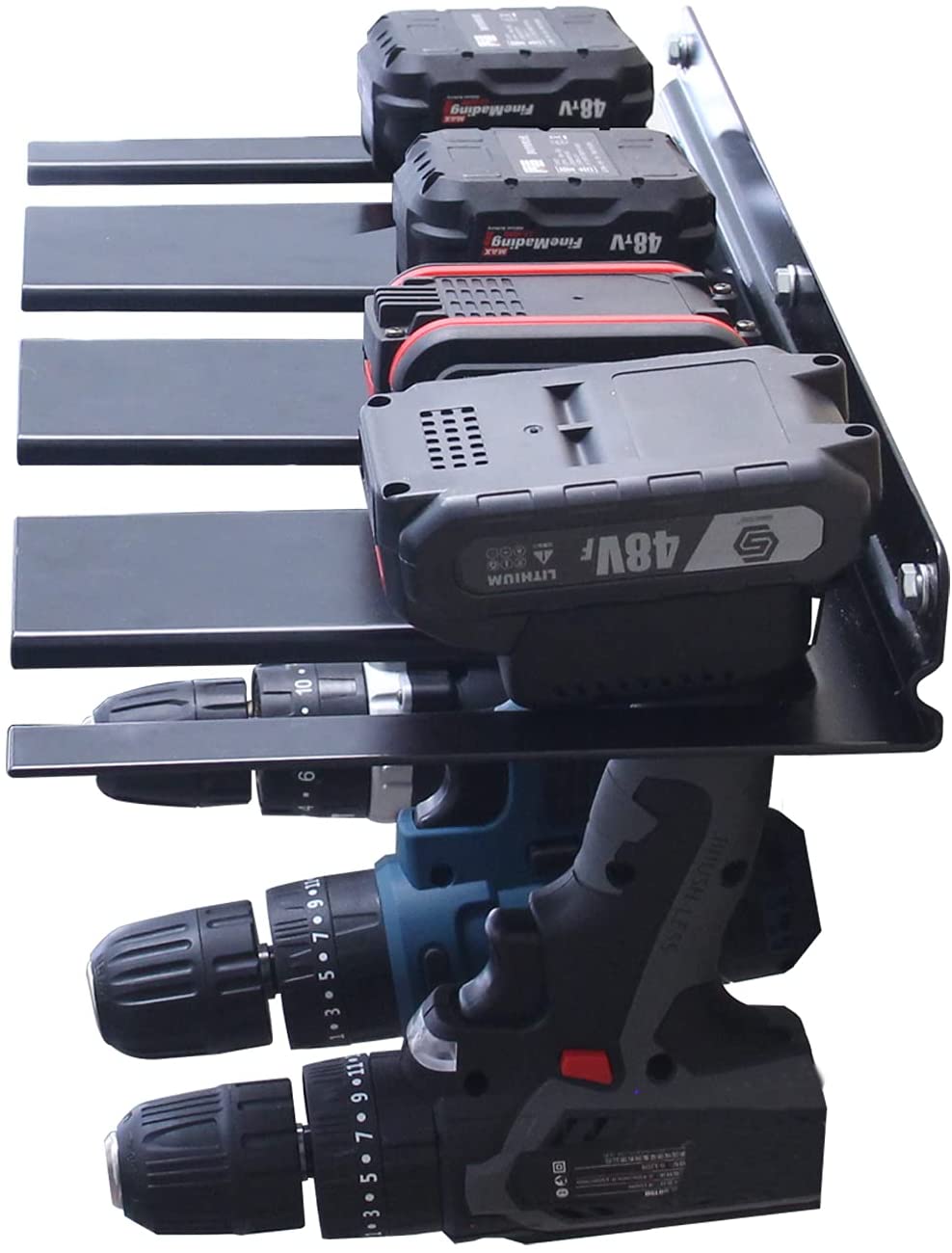 Organize and Store Up to Four Cordless Drills with this Wall-Mounted Storage Rack