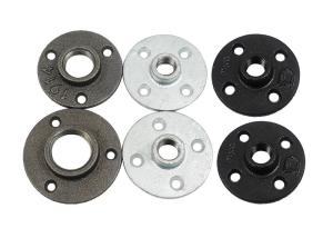Quality DELLOK 1/2'' 3/4&quot; Bsp Female Threaded Malleable Iron Pipe Fitting 4 Holes Normal Floor Flange wholesale