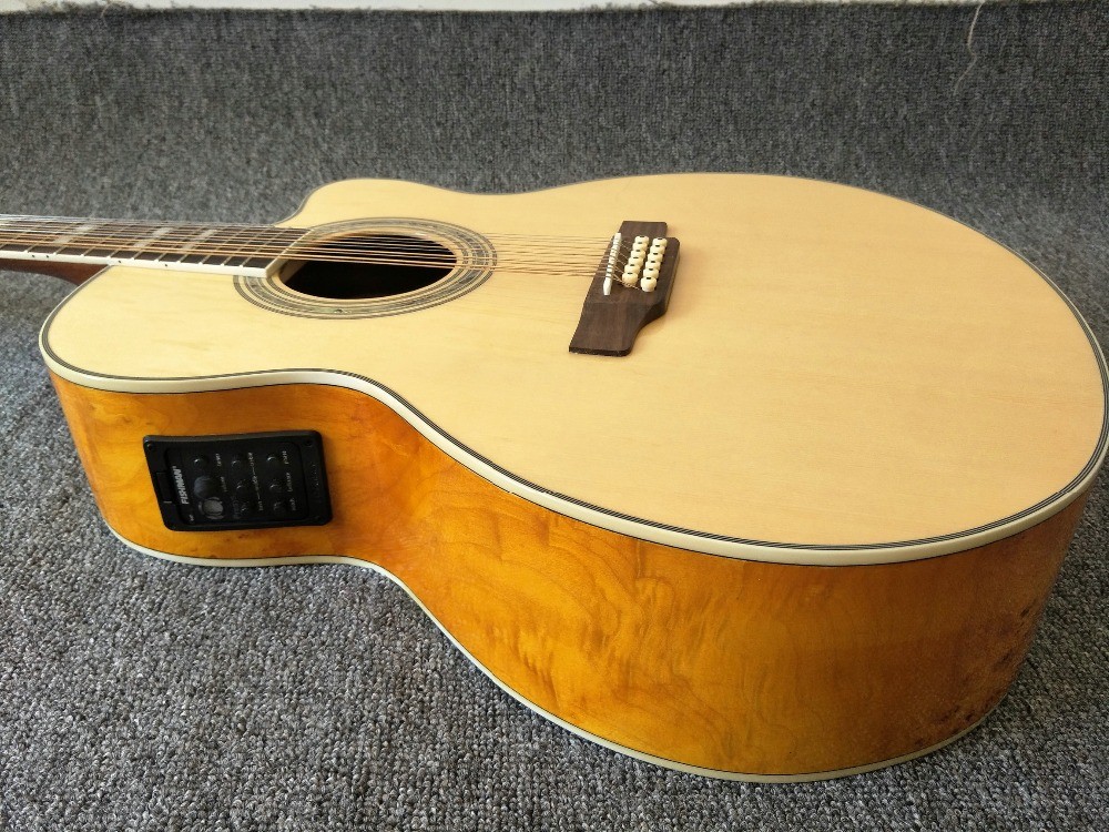 12 Strings Acoustic Guitar / guitar natural AAA Solid Spruce Body 43 inch Guitar Acoustic Fishman Pickups guitar