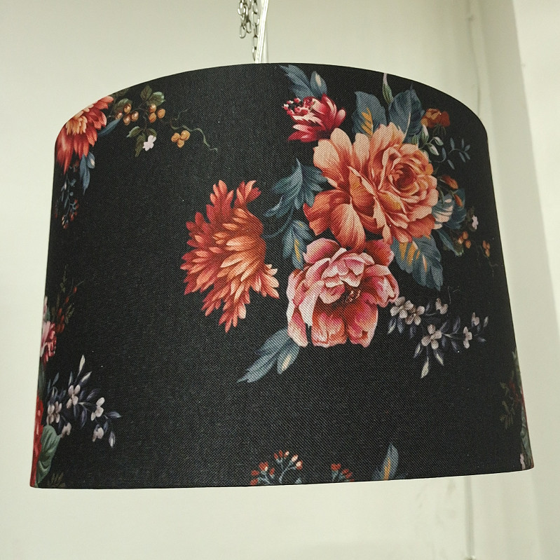 Printed flower velvet shade with copper inner