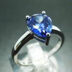 Sterling Silver Green Spinel Ring Fashionable Pear Shape Solitaire Wedding
