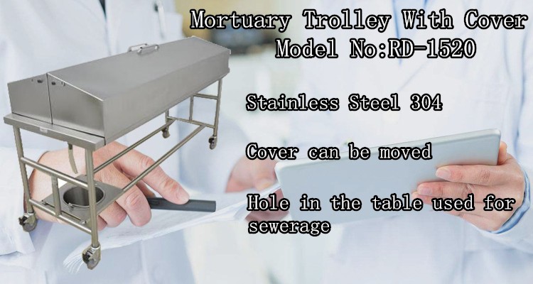 High Quality Stainless Steel Material Mortuary Trolley With Cover For Funeral Service Equipment
