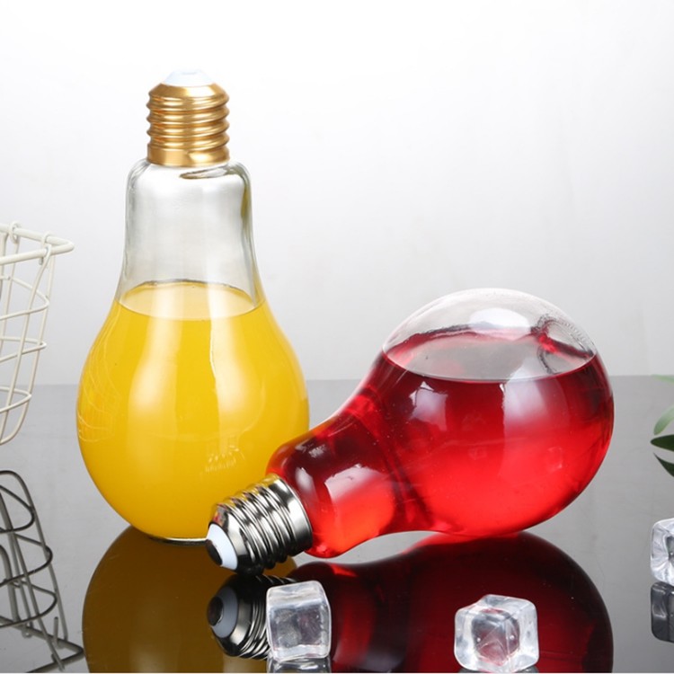 BPA Free 5.3oz Light Bulb Shaped Glass Storage Bottles With Screw Cap