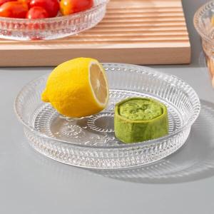 Quality Round 300ml Unique Dinnerware Sets 7 Inch Pressed Vintage Glass Dinner Plates wholesale