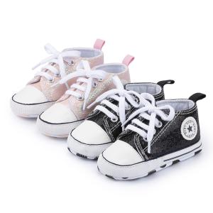 Quality New style fashion Canvas black Sequin infant crib baby shoes boy wholesale