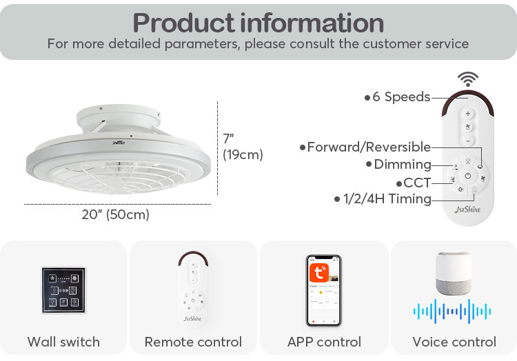 6 Speed Choice LED Ceiling Fan with Starry Pattern and 3 Color LED Light Made of Metal