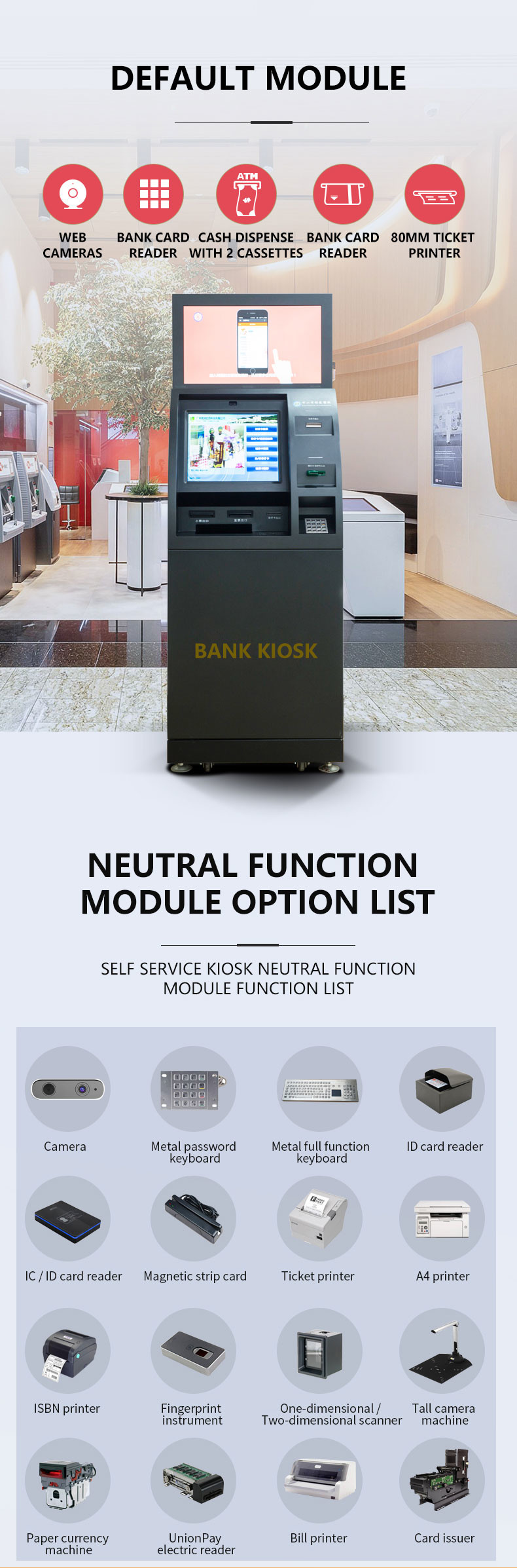 Multifunctional Self Service Financial Kiosk Online bank ATM terminal Multifunction Self Service Kiosk