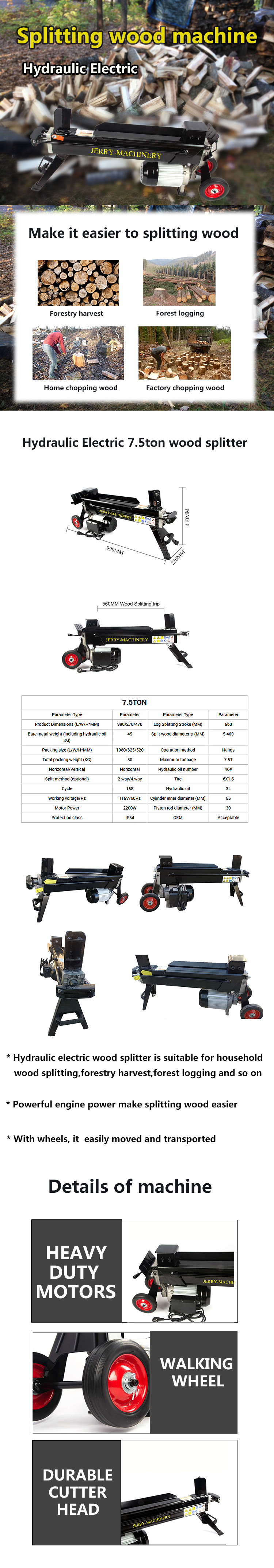 Wood Splitter Hydraulic Firewood Log Splitter Machine For Cutting Wood Branch