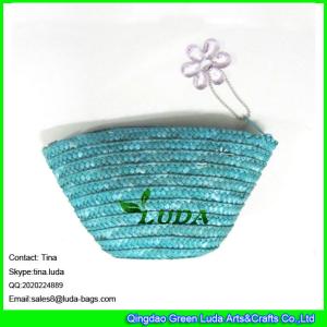Quality LUDA new straw designer purses blue wheat straw handbag wholesale