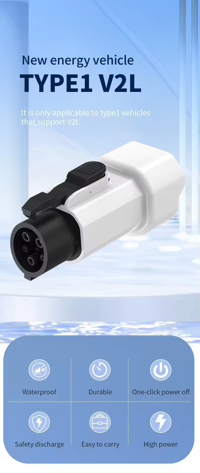 220V Electric Vehicle EV Charger Converter Adapter for Retrofit/Upgrade Type1 v2l 16A Discharge EVSE Charging Connector