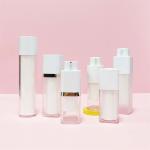 Pink Round Twist Up Airless Cosmetic Pump Bottles 50ml 100ml