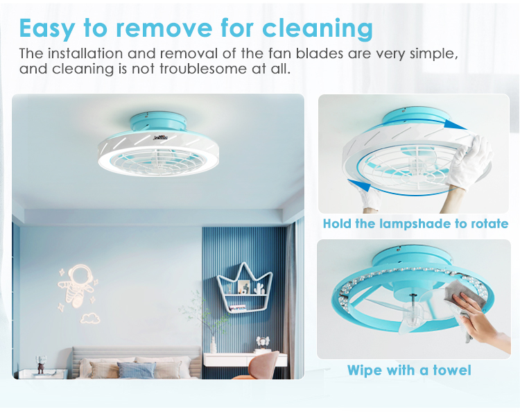 Remote Control LED Ceiling Fan 20" Flush Mount with Low Noise and 2- from 1stshine
