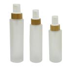 Frosted Bamboo Cosmetic Glass Jars Sets 15g 30g 150g 50ml 100ml 120ml