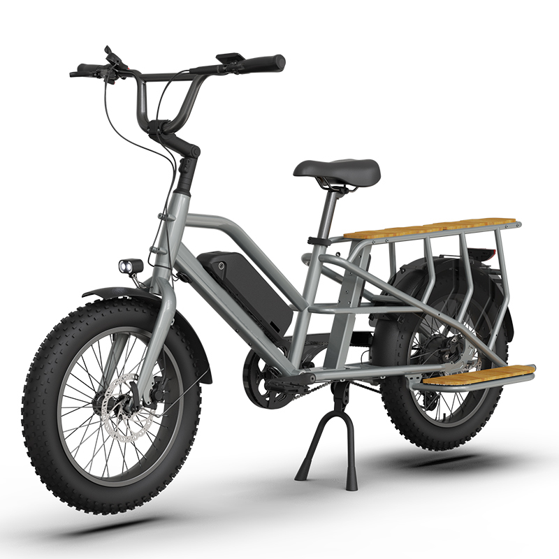 Max Speed 30km/h Brushless Motor 20 Inch Dual Battery Cargo Bike Electric Delivery Bike for Family