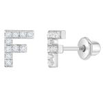 White CZ Letter Stud Earrings Micron Pave Custom Letter Earrings
