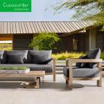 Waterproof Fabrics Solid Teak Wood Garden Sofa for Customized Color in Modern
