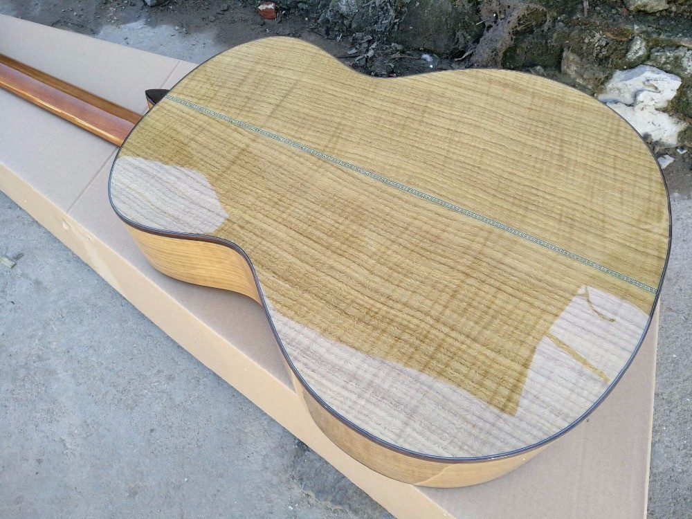 AAAA handmade all Solid guitars OM body guitar imported wood soundhole EQ acoustic electric guitar