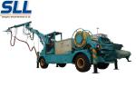 Wet mix concrete sprayer trailer robot arm electric motor and diesel two-motor