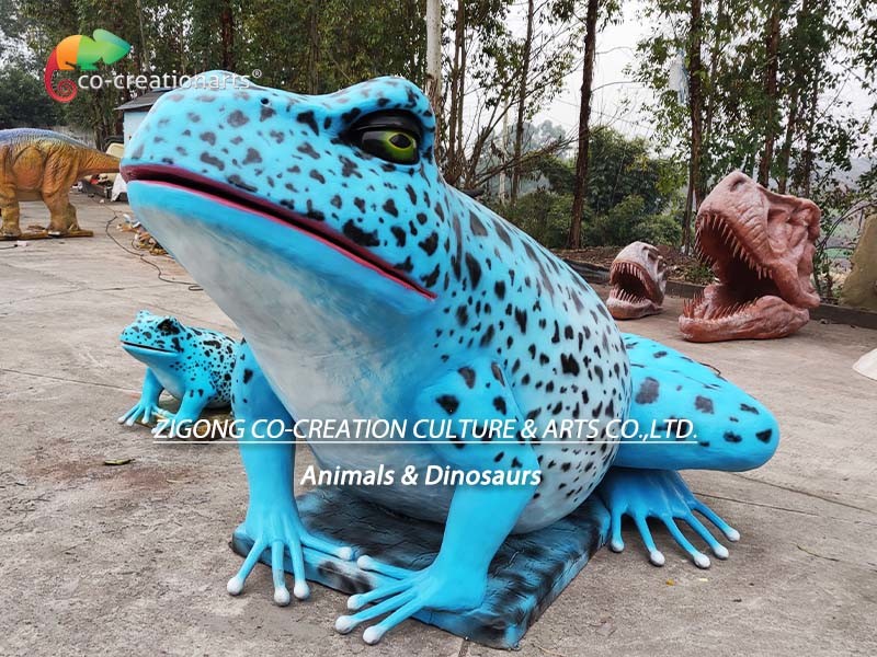 Giant Robotic Realistic Animatronic Animals Blue Realistic Fake Frog 50hz 60hz
