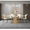 Buy cheap White Rectangular Stone Dining Table Chair Sets Bronze Pedestals from wholesalers