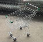 Small Supermarket Shopping Cart 60L Metal Wire Basket Trolley With Wheels