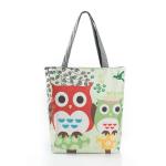 Floral Printed Womens Cartoon Canvas Bags Shopper Tote With Cotton Handle