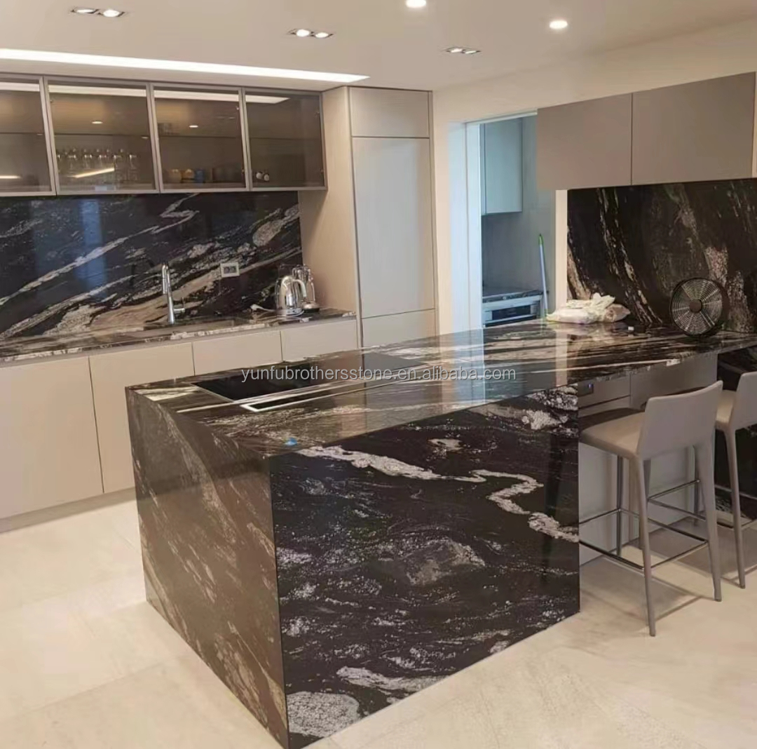 Polished Natural Stone Cosmic Gold Granite for Coffee Table and Countertops Modern Look