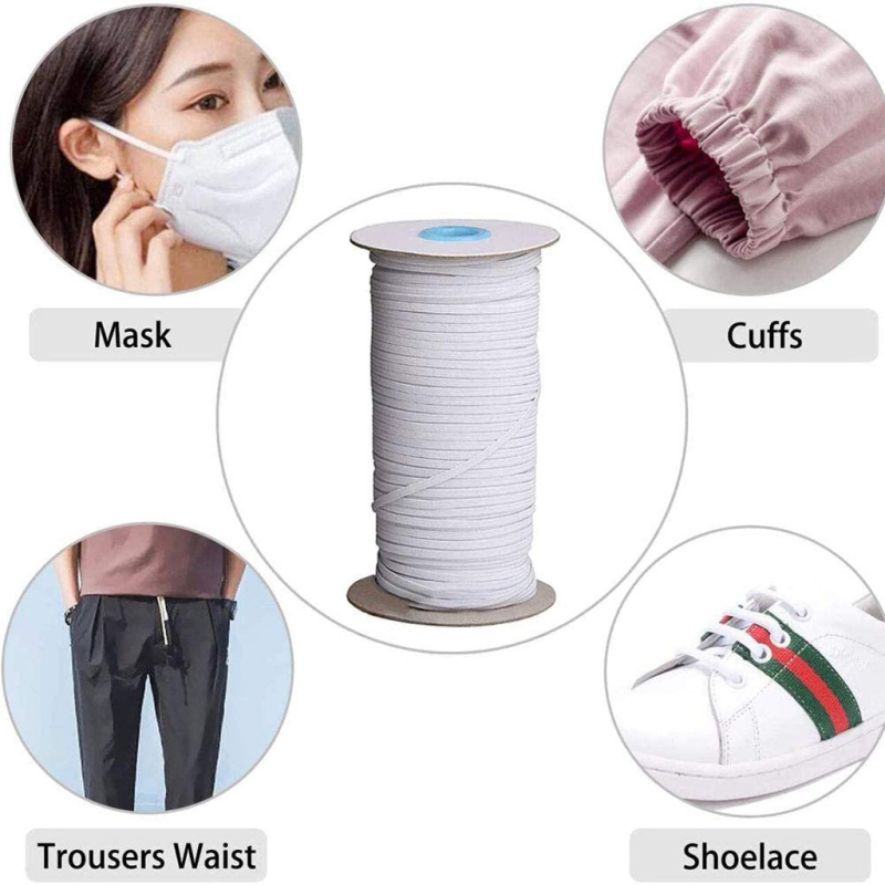 Factory Wholesale White Black Multi Color Knitted Braided Elastic Band Sewing