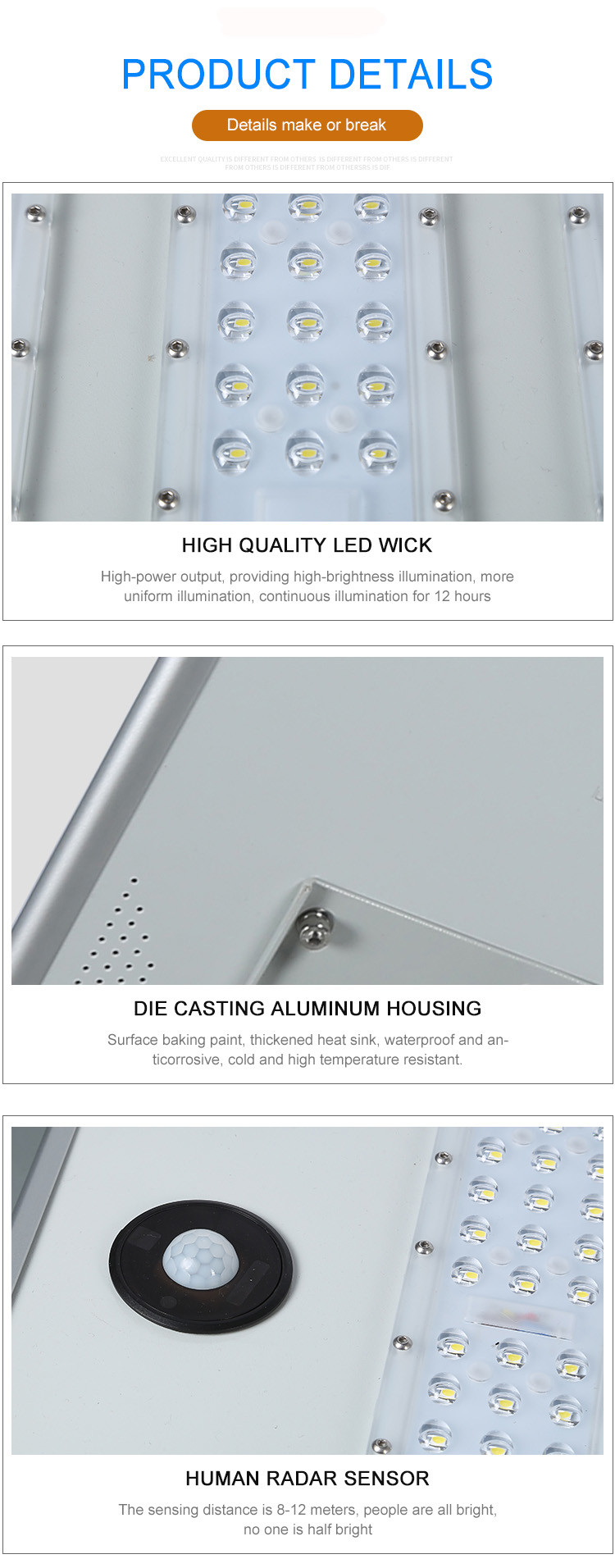 100-110LM/W 50 Watt Solar Flood Lights Outdoor For Courtyard Street