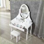 Noble White Solid Wood Tripod With Mirror 62.6INCH Bedroom Dressing Table