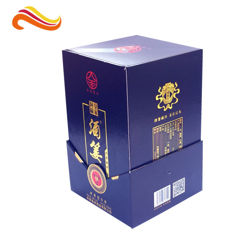 Black Flat Foldable Wine Bottle Packaging Box with UV Finish