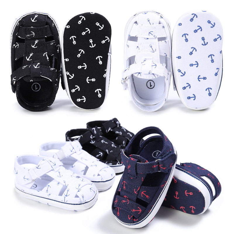 Hot selling Canvas Printed fishbone anti-slip infant boy baby sandals
